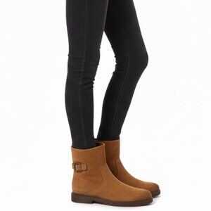 Franco Sarto Pippen Square Toe Boot Brown Suede Size 9